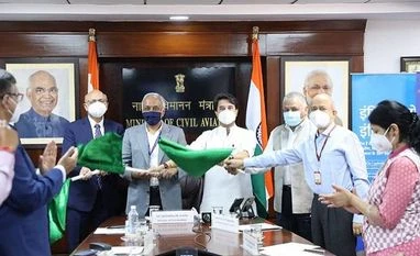 Scindia flags off IndiGo's domestic flight, AI's international flight Jyotiraditya Scindia