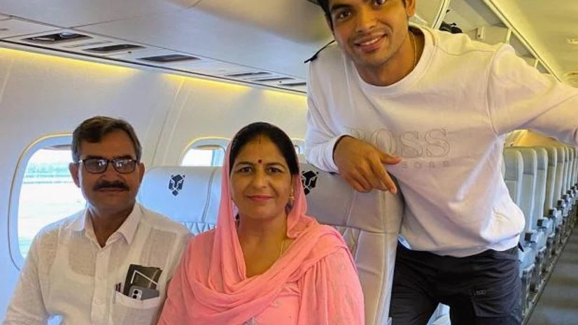 neeraj chopra Chopra fulfils one more dream, takes his parents on maiden flight