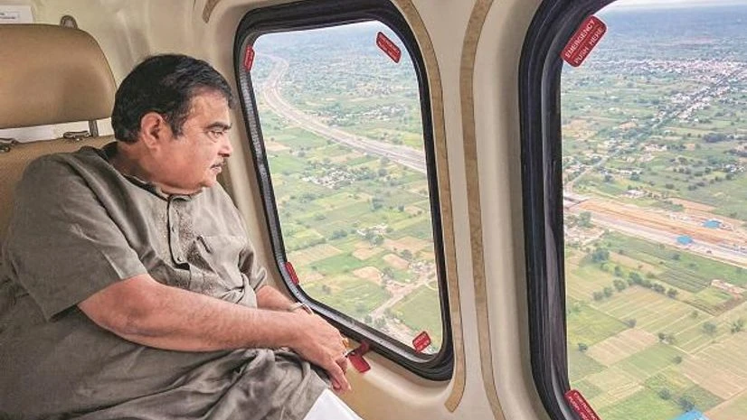 Nitin Gadkari Union Minister for Road Transport and Highways Nitin Gadkari during inspection of Delhi-Mumbai Expressway in Dausa, Rajasthan region. (Photo: PTI )