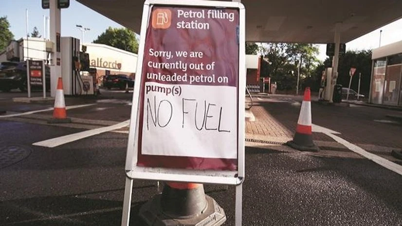 UK Fuel shortage At a petrol station in Northwich on Wednesday. On Sunday, over half the country’s petrol stations had run dry. (Photo: Reuters)