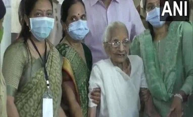 Gandhinagar civic polls: PM Modi's mother Heeraben casts her vote PM Modi's mother | Photo: ANI