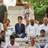 Congress General Secretary Priyanka Gandhi Vadra along with party workers stage a silent dharna over the Lakhimpur Kheri incident, in Lucknow (Photo: PTI)