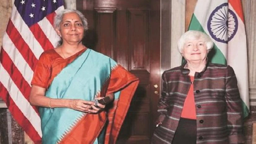 Nirmala Sitharaman, Janet Yellen Finance Minister Nirmala Sitharaman (left) with the US Treasury Secretary Janet Yellen in Washington DC. (Photo: Twitter)