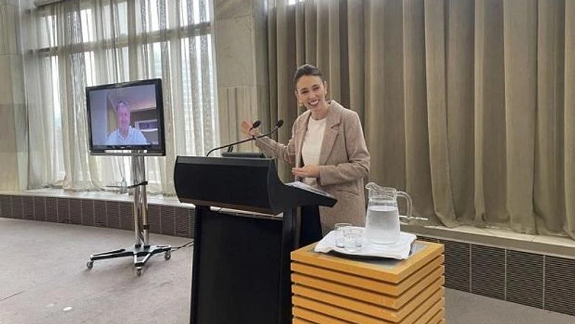 New Zealand Prime Minister Jacinda Ardern New Zealand Prime Minister Jacinda Ardern, right, and Trade Minister Damien O'Connor, left, on video link, announce a trade deal with Britain on Thursday, Oct. 21, 2021, in Wellington, New Zealand. (AP Photo)