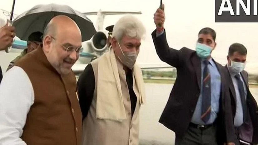 Amit Shah in J&K with Manoj Sinha Amit Shah in J&K with Manoj Sinha