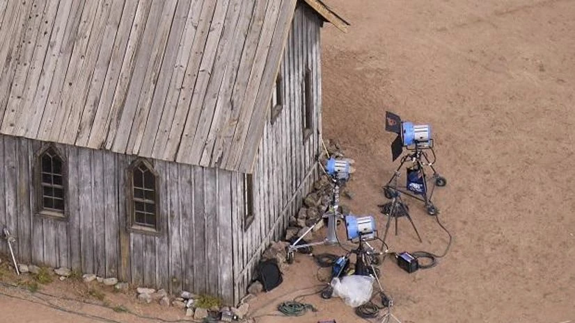 Bonanza Creek Ranch i This aerial photo shows a film set at the Bonanza Creek Ranch in Santa Fe, N.M.