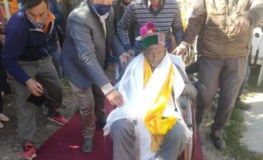 India's oldest voter Negi casts ballot in Himachal Pradesh by-poll shyam saran negi