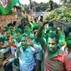 Nadia: Trinamool Congress (TMC) activists celebrate as the party is leading during the counting of votes of all four West Bengal assembly constituencies , in Nadia, Tuesday, Nov. 2, 2021. (PTI Photo)