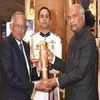 TVS Motor chairman Venu Srinivasan receives Padma Bhushan from President