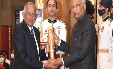 TVS Motor chairman Venu Srinivasan receives Padma Bhushan from President TVS Motor Company Chairman Venu Srinivasan
