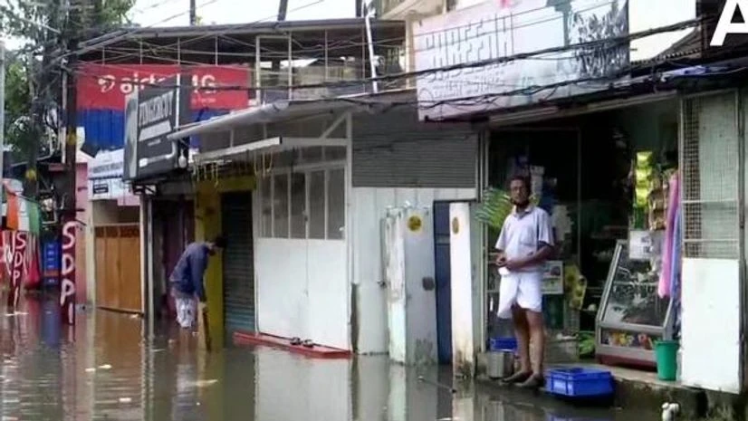 kerala rains Waterlogging in parts of Manakkad area of Kerala's Thiruvananthapuram following rainfall (Photo: ANI)