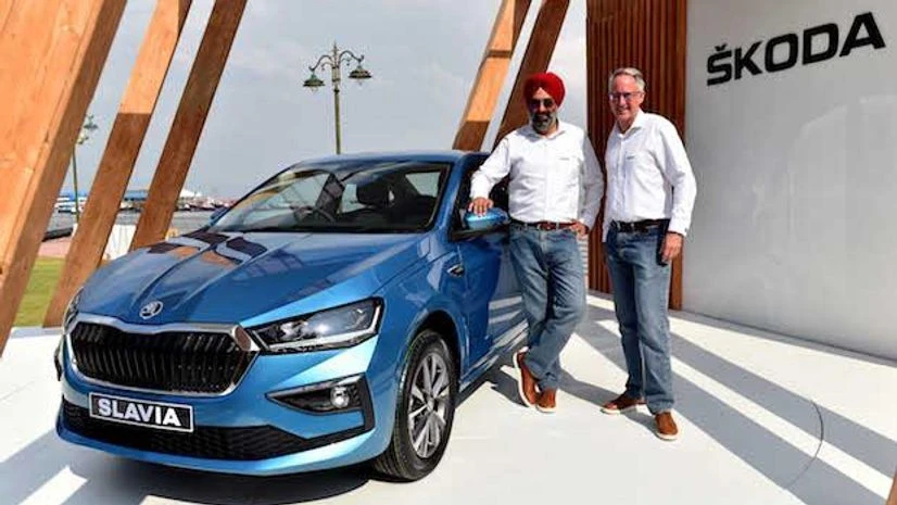 Skoda Gurpratap Boparai, MD, Skoda Auto VW India and Zac Hollis, Brand Director, Skoda Auto India at the unveiling of Skoda Slavia in Mumbai (Photo: Kamlesh Pednekar)