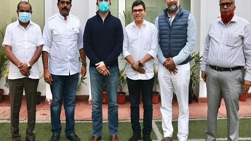 Vijay Sardesai and Vinod Palyekar, Goa Forward Party, Independent MLA Prasad Gaonkar, Rahul Gandhi Vijay Sardesai and Vinod Palyekar, Goa Forward Party, Independent MLA Prasad Gaonkar, Rahul Gandhi