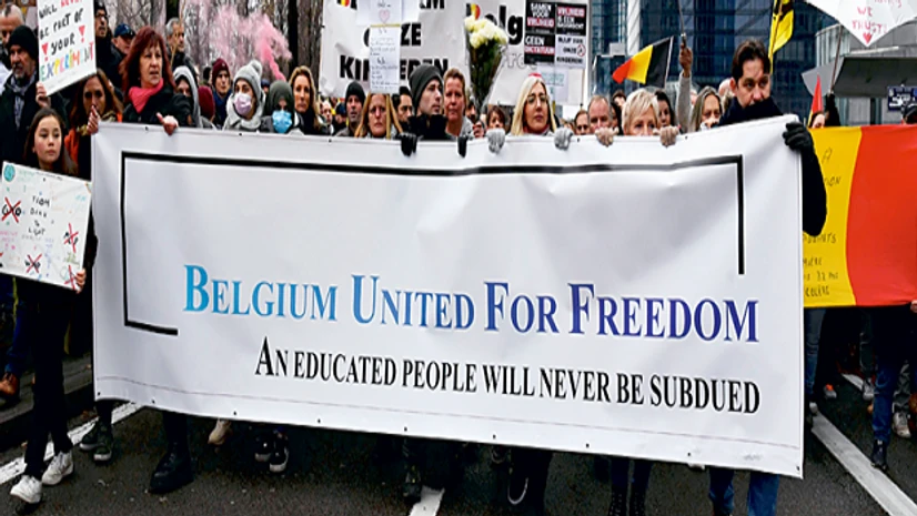 Omicron, Coronavirus, Belgium, Covid Measures, Covid Protest Omicron, Coronavirus, Belgium, Covid Measures, Covid Protest