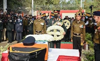 Mortal remains of Varun Singh reach Bhopal, last rites on Friday Army personnel pay tribute to the mortal remains of Group Captain Varun Singh, at a ceremony in Bhopal (Photo: PTI)
