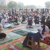 Muslims offer Friday prayers at an open site, in Gurugram (Photo: PTI)