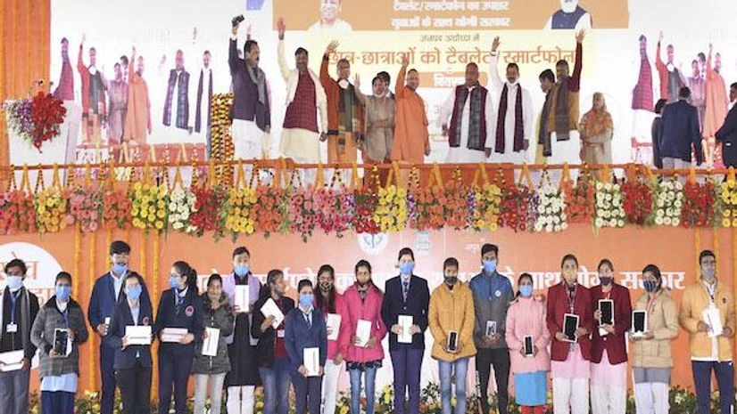 Uttar Pradesh Chief Minister Yogi Adityanath Uttar Pradesh Chief Minister Yogi Adityanath during a program to distribute digital devices to students, in Faizabad (Photo: PTI)