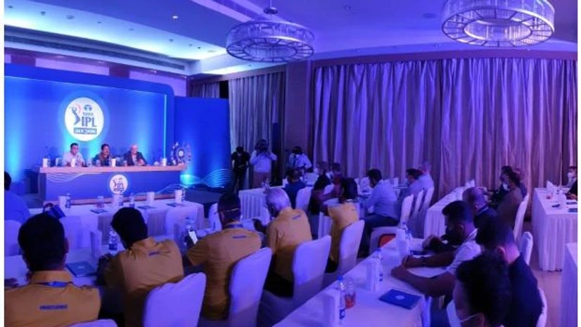 IPL Auction Pre-auction team briefing. Photo:@IPL