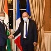 EAM Jaishankar with his French counterpart Jean-Yves Le Drian. (Photo: Twitter/@DrSJaishankar)