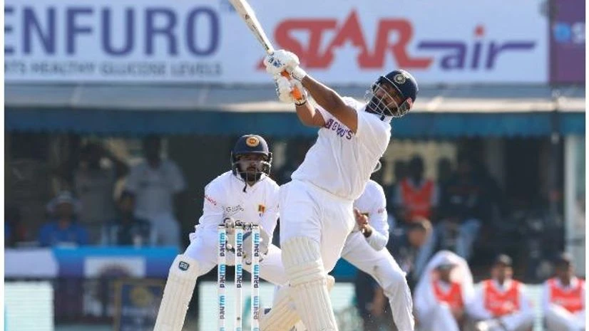 Rishabh Pant India vs Sl 2022 Rishabh Pant scored blistering 96 off 97 balls against Sri Lanka in Mohali Test. Photo: @ICC