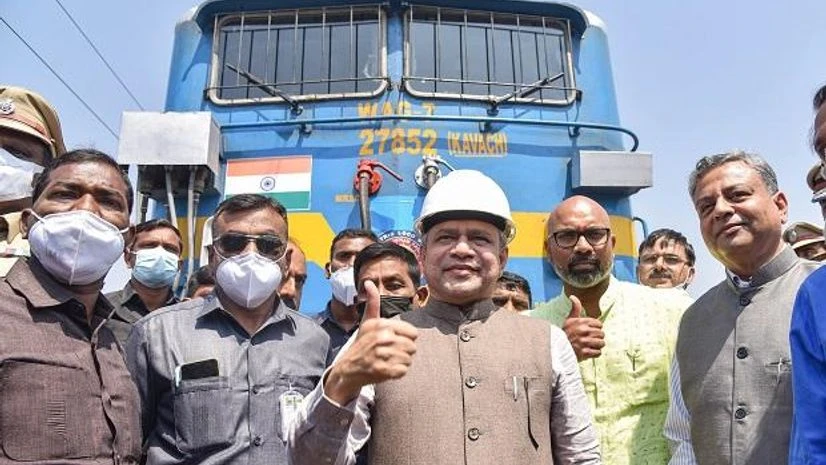 Ashwini Vaishnaw Union Railways Minister Ashwini Vaishnaw and other senior Railway officials during inspection of the working of ‘Kavach’, in Vikarabad district (Photo: PTI)
