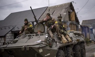 India has 'compulsions' with Russia, border issues with China: US Official Ukrainian soldiers drive on an armored military vehicle in the outskirts of Kyiv, Ukraine, Saturday, March 5, 2022. (AP Photo/Emilio Morenatti)