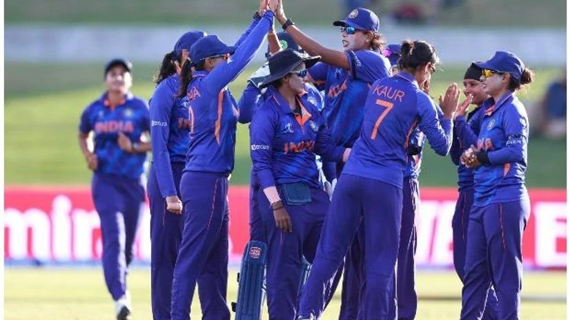 womens world cup India Women celebrating the win over Pakistan Women in CWC 2022. Photo: @BCCI
