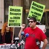 Amazon JFK8 distribution center union organizer Jason Anthony speaks to the media about preliminary results regarding the vote to unionize, outside the NLRB offices in Brooklyn (Photo: Reuters)