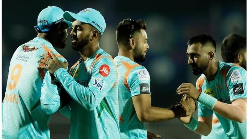 LSG vs RCB Live Updates KL Rahul of Lucknow super giants with others. LSG vs RCB Live Updates. Photo: Sportzpics for IPL