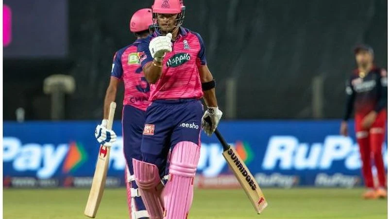 Riyan Parag RCB vs RR IPL 2022 Riyan Parag of Rajasthan Royals celebrates after scoring a fifty during RCB vs RR match in IPL 2022. Photo: Sportzpics for IPL