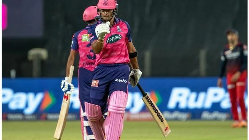 Riyan Parag RCB vs RR IPL 2022 Riyan Parag of Rajasthan Royals celebrates after scoring a fifty during RCB vs RR match in IPL 2022. Photo: Sportzpics for IPL