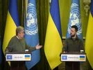 Volodymyr Zelenskyy, Antnio Guterres Ukrainian President Volodymyr Zelenskyy, right, and U.N. Secretary-General Antonio Guterres, attend a news conference after their meeting in Kyiv, Ukraine, Thursday, April 28, 2022.AP/PTI