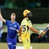 Riley Meredith of Mumbai Indians celebrates the wicket of Shivam Dube of Chennai Super Kings