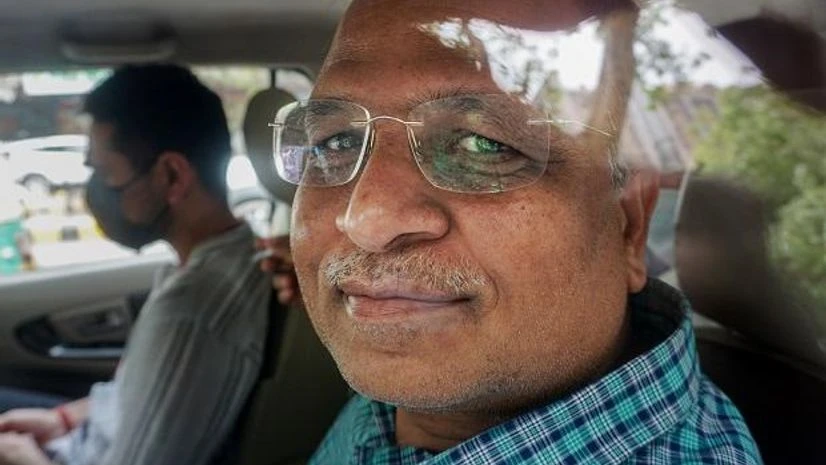 Satyendra Jain Delhi Health Minister Satyendar Jain, arrested in connection with a money laundering case, being taken to the Rouse Avenue court, in New Delhi (Photo: PTI)