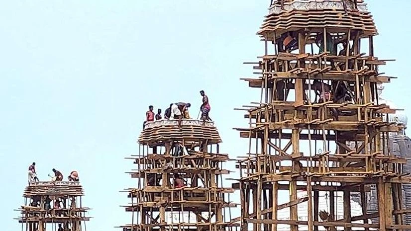 Puri Rath Yatra festival Workers construct chariots for the annual Rath Yatra festival of Lord Jagannath, in Puri (Photo: PTI)