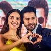 Bollywood actors Varun Dhawan and Kiara Advani pose for photos after interacting with media during the promotions of their upcoming film Jugjugg Jeeyo, in Kolkata (Photo: PTI)