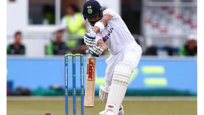 India tour of England Virat Kohli playing a straight drive in a practice match ahead of the fifth Test vs England. Photo: (Twitter/ @BCCI)