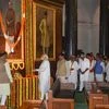Prime Minister Narendra Modi pays tribute to to Jana Sangh founder Syama Prasad Mookerjee on his birth anniversary, at Central Hall of Parliament, in New Delhi, Wednesday, July 6, 2022. (PTI Photo)