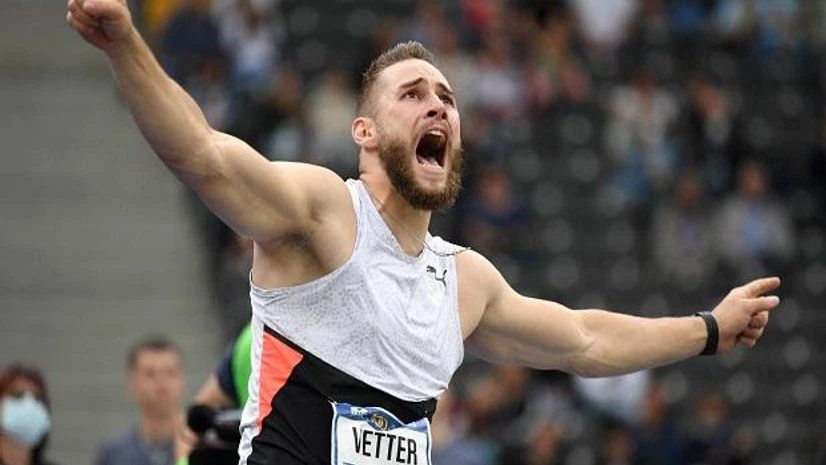 Johannes Vetter File Photo: Johannes Vetter celebrates after winning the men's javelin throw REUTERS