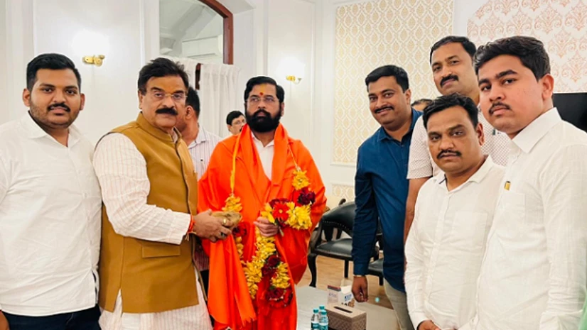 Vijay Shivtare with Eknath Shinde Vijay Shivtare with Eknath Shinde, others. (Photo: Twitter@ Vijay Shivtare)