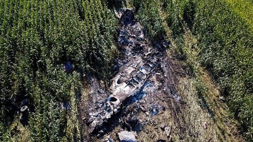 Plane crash Debris is seen at the crash site of an Antonov An-12 cargo plane owned by a Ukrainian company, near Kavala, Greece, July 17, 2022. REUTERS
