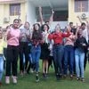Students celebrate their success after announcement of ICSE Board Class 10th results, at Lt Atul Katarya Memorial School in Gurugram (Photo: PTI)