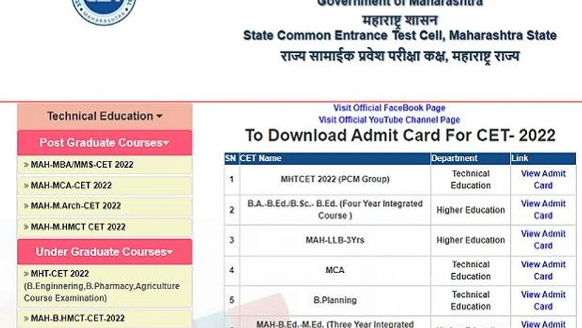 MHT CET Admit Card 2022 MHT CET Admit Card 2022