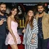 Bollywood actors John Abraham, Disha Patani, Tara Sutaria and Arjun Kapoor pose for photos during a promotional event for their upcoming film Ek Villain Returns, in Jaipur (Photo: PTI)
