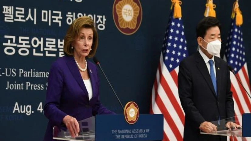 US House of Representatives Speaker Nancy Pelosi and South Korea's National Assembly Speaker Kim Jin-pyo attend a joint news announcement in Seoul, South Korea (Photo: Reuters) US House of Representatives Speaker Nancy Pelosi and South Korea's National Assembly Speaker Kim Jin-pyo attend a joint news announcement in Seoul, South Korea (Photo: Reuters)
