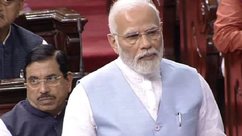 Narendra Modi PM Narendra Modi speaks in Rajya Sabha. (Photo: ANI via Rajya Sabha)
