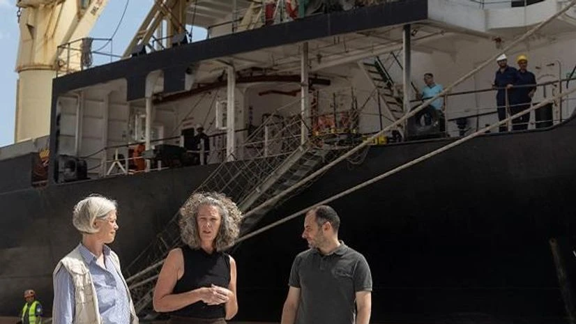 Ship carrying grain, UN chartered ship Ship carrying grain, UN chartered ship