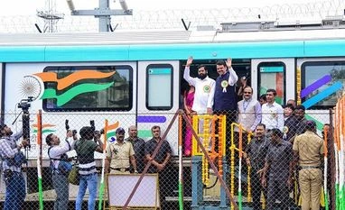 Maharashtra CM says Mumbai Metro line-3 will solve problem of traffic jams Maharashtra CM Eknath Sinde with Deputy CM Devendra Fadnavis at the launch of the trial run of Mumbai Metro Rail Corporation Limiteds (MMRCL) Colaba-Bandra-SEEPZ Metro line-3, at Aarey Colony in Mumbai