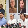 Telangana Chief Minister K Chandrasekhar Rao with Bihar CM Nitish Kumar and Dy CM Tejashwi Yadav addresses a press conference, in Patna