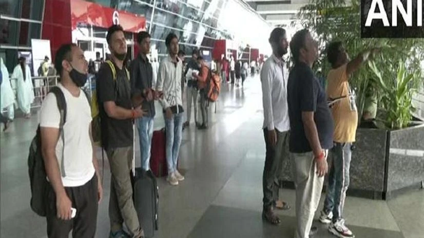 Stranded passengers at IGI airport Stranded passengers at IGI airport